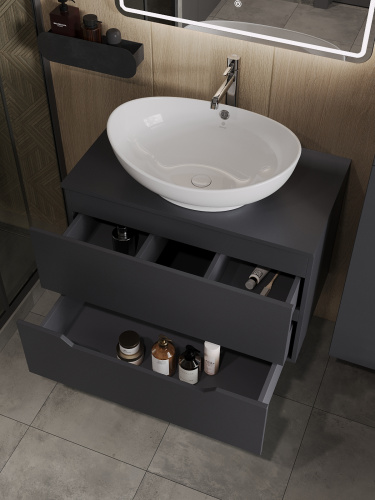 Тумба с раковиной Orange Line Li-80TugMDF+B08-585W 81х46х73 - фото 4