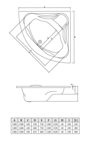Ванна акриловая C-Bath CBS001004 150х150 угловая четверть круга - фото 5