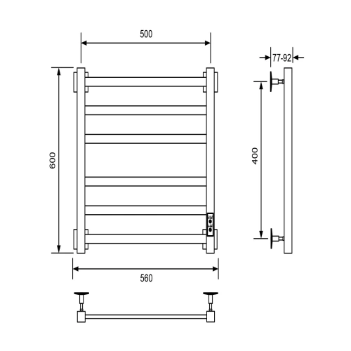 Полотенцесушитель Veconi Barro-A B6050CH-A 50х60 электрический хром - фото 2