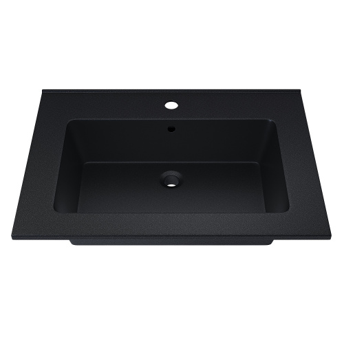 Раковина из искусственного камня Uperwood Parma Quartz 291003003 66х48 полувстраиваемая цвет черный - фото 3