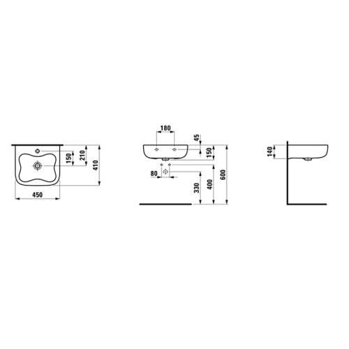 Раковина керамическая Laufen Florakids 45 см 8.1503.1.062.104.1 подвесная цвет белый 1 отверстие под смеситель - фото 2