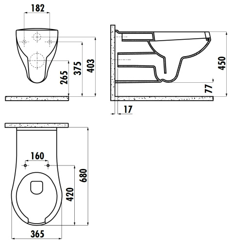 Чаша унитаза подвесная Creavit BD320-11CB00E-0000 цвет белый без сиденья душевой смыв - фото 2