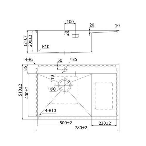 Кухонная мойка IDDIS Haze HAZ78SLi77 78х51 цвет сатин поверхность матовая - фото 2