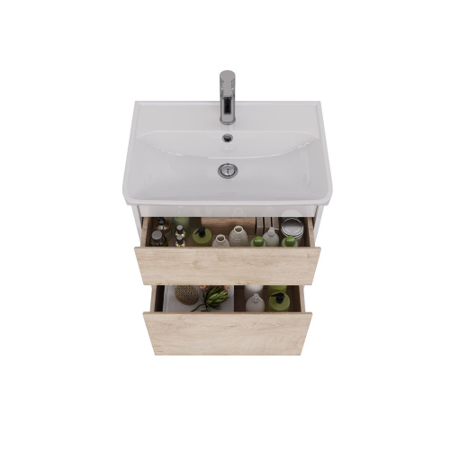 Тумба под раковину LeMark Combi LM03C60T-dub 57х35х65 напольная/подвесная цвет дуб канти/белый - фото 3