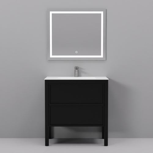 Тумба с раковиной+зеркало Art Decco Elisa (Элиса) AES08F78S1MF 80x45x85 напольная цвет черный дуб - фото 2