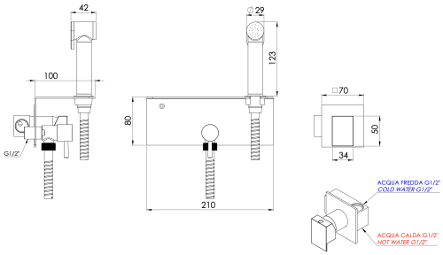 Гигиенический душ со смесителем Daniel SK646Z4DCTDP золото брашированное - фото 2