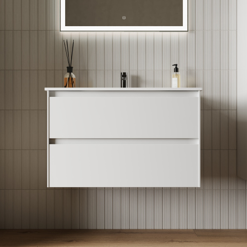 Тумба под раковину Sancos Cento CN80W 79х45х50 подвесная цвет белый глянцевый - фото 4