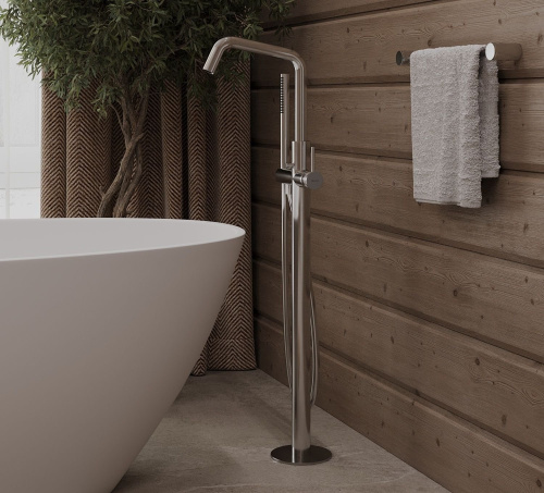 Смеситель для ванны с душем Allen Brau Priority 5.31008-MG напольный серый - фото 2