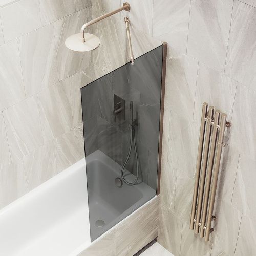 Душевая шторка на ванну Maybah Glass MGV-81-2ш 70х140 стекло тонированное профиль бронза ориентация универсальная - фото 4