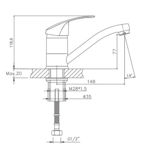 Смеситель для кухни Cron CN4521-2 на мойку хром - фото 3