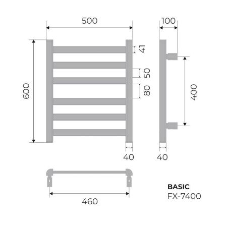 Полотенцесушитель электрический Fixsen FX-7400B 50х60 черный