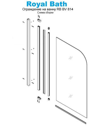 Душевая шторка на ванну Royal Bath BV RBBV814 80х150 стекло рифленое профиль хром глянцевый ориентация правая - фото 3