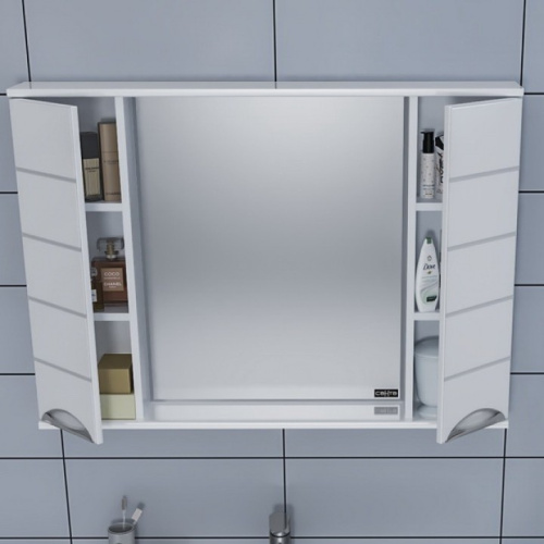 Зеркало-шкаф СанТа Родос 106018 100х15х70 подвесной цвет белый - фото 2