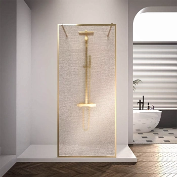 Душевая перегородка Veconi Korato KR90GL-100-10-C4 100х200 стекло рифленое профиль золото брашированное