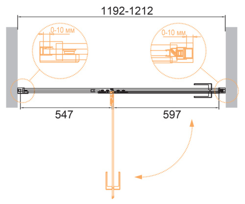 Душевая дверь Cezares BELLAGIO BELLAGIO-B-12-120-C-NERO 120х197 стекло прозрачное профиль черный - фото 2
