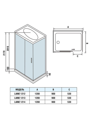 Душевая кабина WeltWasser WW500 LAINE 1212 (10000003275) 120х90 с крышей ориентация универсальная - фото 2