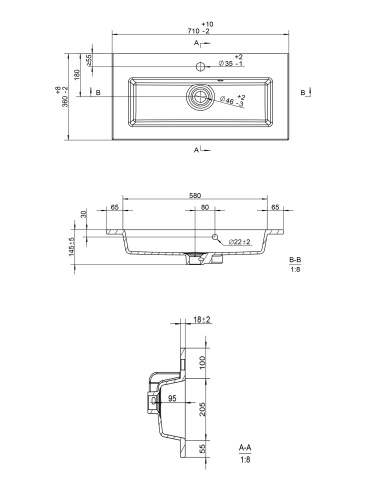 Раковина керамическая Uperwood Aurora RAurora70wg 71х36 полувстраиваемая цвет белый - фото 2