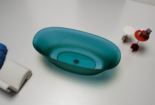 Ванна полиэфирная смола Abber Kristall AT9707Aquamarin 170х75 отдельностоящая овальная - фото 3