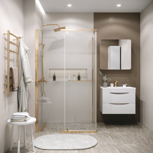 Душевой уголок Grossman Pragma 120.K33.03.1290.32.00 120х90 стекло прозрачное профиль золото матовое без поддона - фото 3