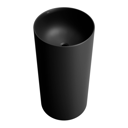 Раковина из сантехнического фарфора Wellsee Callipy Art 328904000 42х42 напольная цвет черный матовый без отверстий под смеситель - фото 2