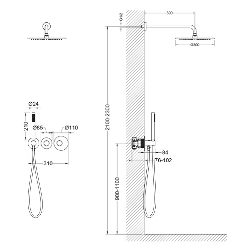 Душевая система Timo Saona SX-2359/18SM встраиваемая в стену - фото 4