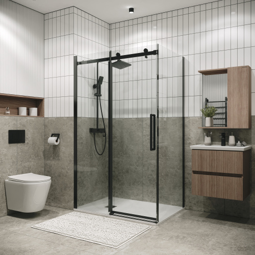 Душевая перегородка Grossman Classic 200.K33.04.90.42.00 90х195 стекло прозрачное профиль графит - фото 3