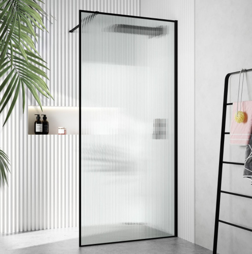 Душевая перегородка Cerutti SPA STRIP T90 90х120 стекло рифленое профиль черный