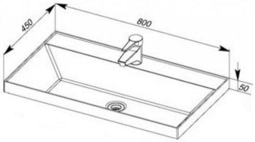 Раковина из литьевого мрамора Aquanet Орлеан 00179395 80х45 полувстраиваемая цвет белый 1 отверстие под смеситель - фото 5