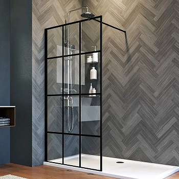 Душевая перегородка Veconi Korato KR80-70-01-C8 70х200 стекло прозрачное профиль черный