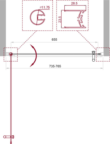 Душевая дверь BelBagno UNO UNO-B-1-75-C-Cr 75х190 стекло прозрачное профиль хром глянцевый - фото 2
