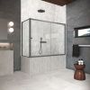 Душевая шторка на ванну Vegas-Glass ZV+ZVF Protec ZV+ZVF Protec 150*85 06 01 150х140 стекло прозрачное профиль вороненая сталь ориентация универсальная