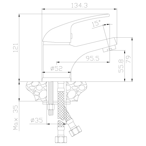 Смеситель Rossinka Y Y40-11 на раковину хром - фото 2