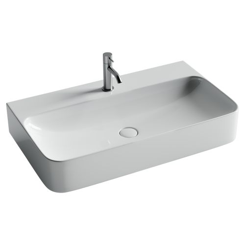 Раковина из сантехнического фарфора Ceramica Nova AURA CN2006 80х47 подвесная цвет белый 1 отверстие под смеситель - фото 4