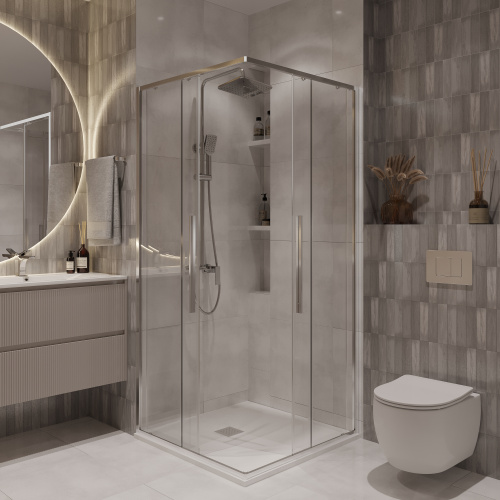 Душевой уголок Niagara Nova NG-6622-34 80х80 стекло прозрачное профиль хром глянцевый без поддона - фото 2