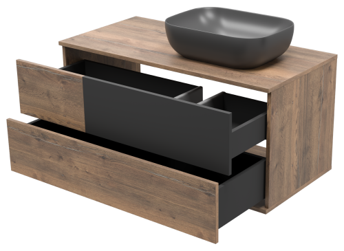 Тумба под раковину Misty Коломбо П-Кол-01100-074ПП 100х48х48 подвесная цвет серый/коричневый - фото 4