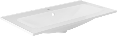 Раковина из литьевого мрамора Aquanet Арт 00318928 88х45 полувстраиваемая цвет белый 1 отверстие под смеситель - фото 5