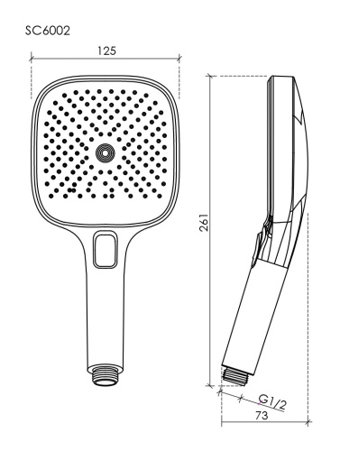 Душевая лейка Sancos Nok SC6002CH-W квадратная - фото 2