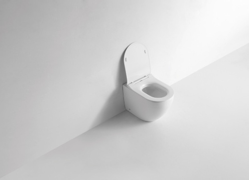 Унитаз приставной CeramaLux 3176 белый глянцевый с сиденьем микролифт безободковый каскадный смыв - фото 5