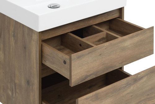 Комплект мебели: тумба с раковиной + зеркало Aquanet Nova Lite 00254216 61x46x145 напольный/подвесной цвет коричневый - фото 3