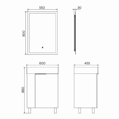 Тумба с раковиной Comforty Асти 00-00019248CF 60х46х70 подвесная цвет белый - фото 2