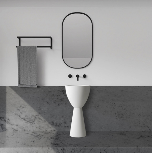 Раковина из искусственного камня Abber STEIN AS2507 45х45 напольная цвет белый матовый без отверстий под смеситель - фото 2