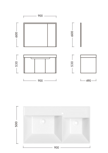 Комплект мебели: тумба 90x46x51 + раковина + шкаф-зеркало Cerutti SPA MAIELLA 90 подвесной цвет серый - фото 5