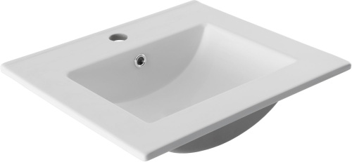 Раковина керамическая Aquanet Flat 00330428 52х42 полувстраиваемая цвет белый 1 отверстие под смеситель - фото 2