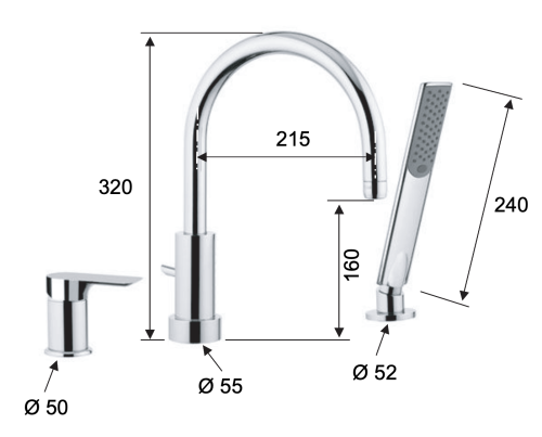 Смеситель Remer Infinity I07BG на борт ванны брашированное золото - фото 2