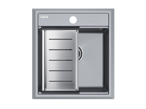 Кухонная мойка + коландер Paulmark PM114651-GRM+A375-BS 46х51 цвет серый металлик