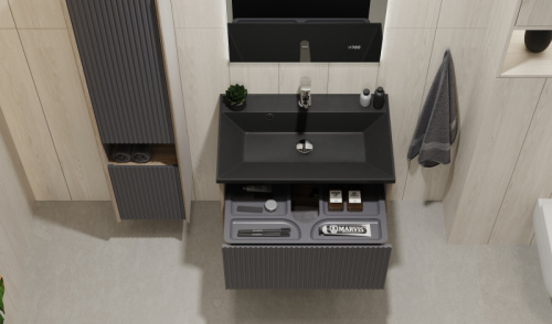 Тумба под раковину Jorno TOSSONY Toss.01.70/P/DS-A/JR 69х44х60 подвесная цвет антрацит - фото 3