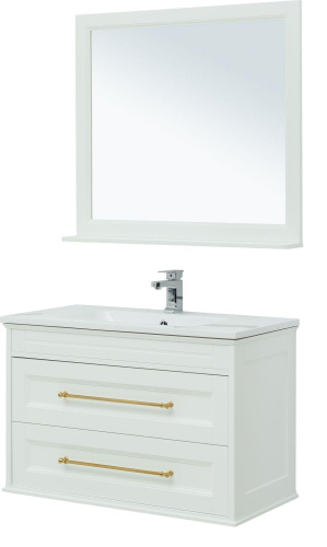 Комплект мебели: тумба с раковиной 101x47x65 + зеркало Aquanet Бостон М 00281192 напольный/подвесной цвет белый - фото 2