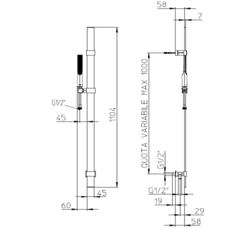 Душевой гарнитур Bossini Apice D48088.073 настенный  черный матовый - фото 2