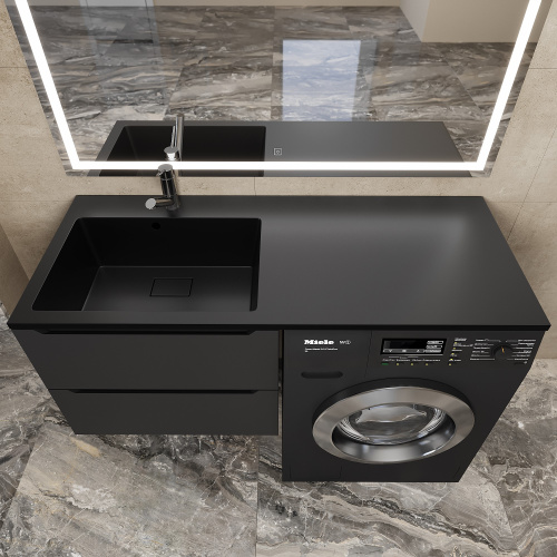 Раковина кварцевая Uperwood Cosmos Quartz RCosmos120LU 120х48 над стиральной машиной цвет черный - фото 3