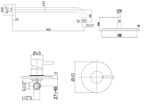 Душевая система Paffoni Light KITLIG011NOKING встраиваемая в стену - фото 4